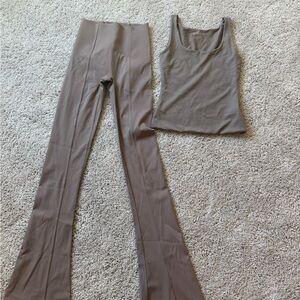 SPANX High-Waist Flare Leggings with Matching Tank - Taupe